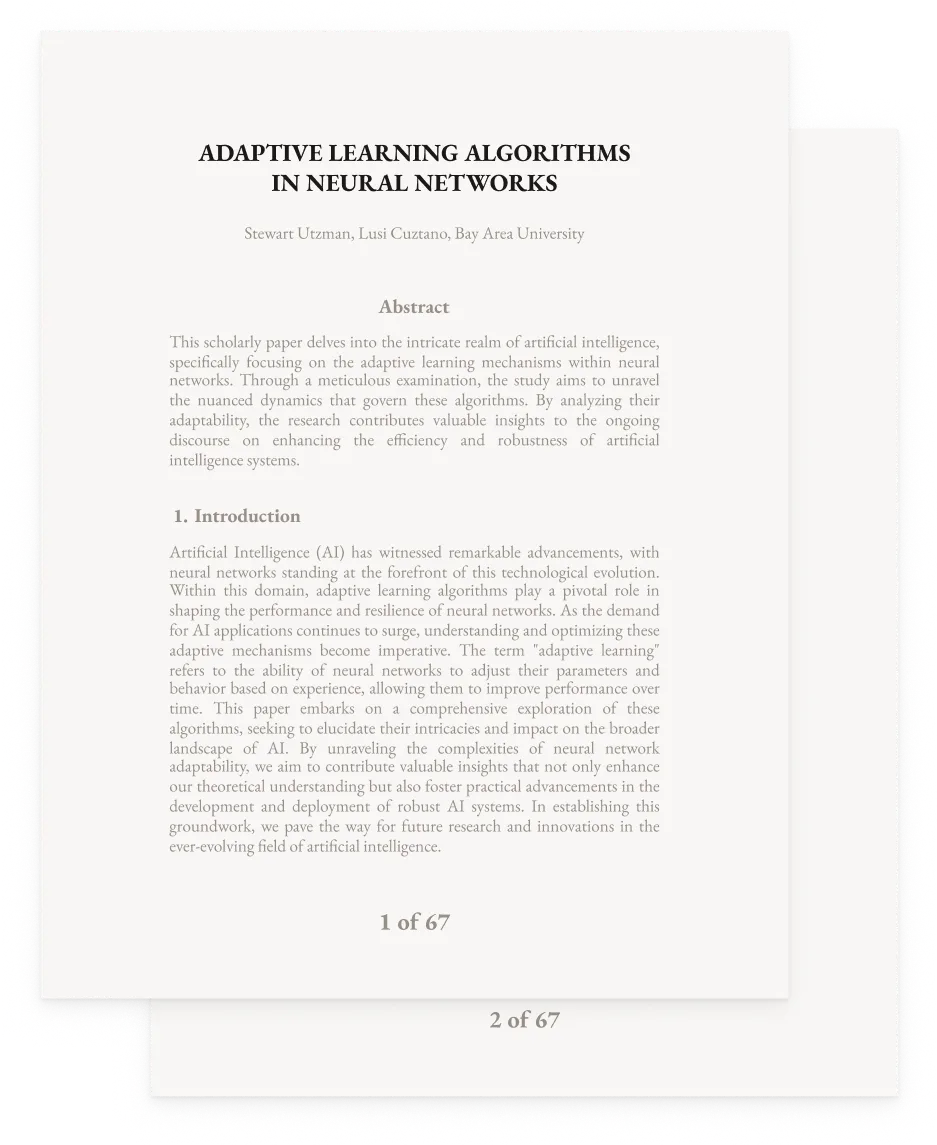 Paper titled “Adaptive Learning Algorithms in Neural Networks”