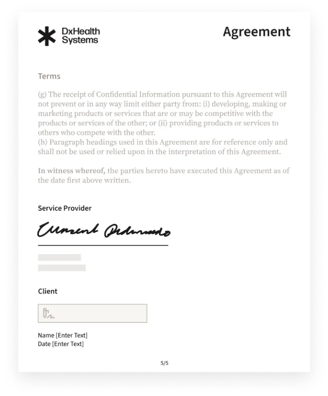 A signed contract.