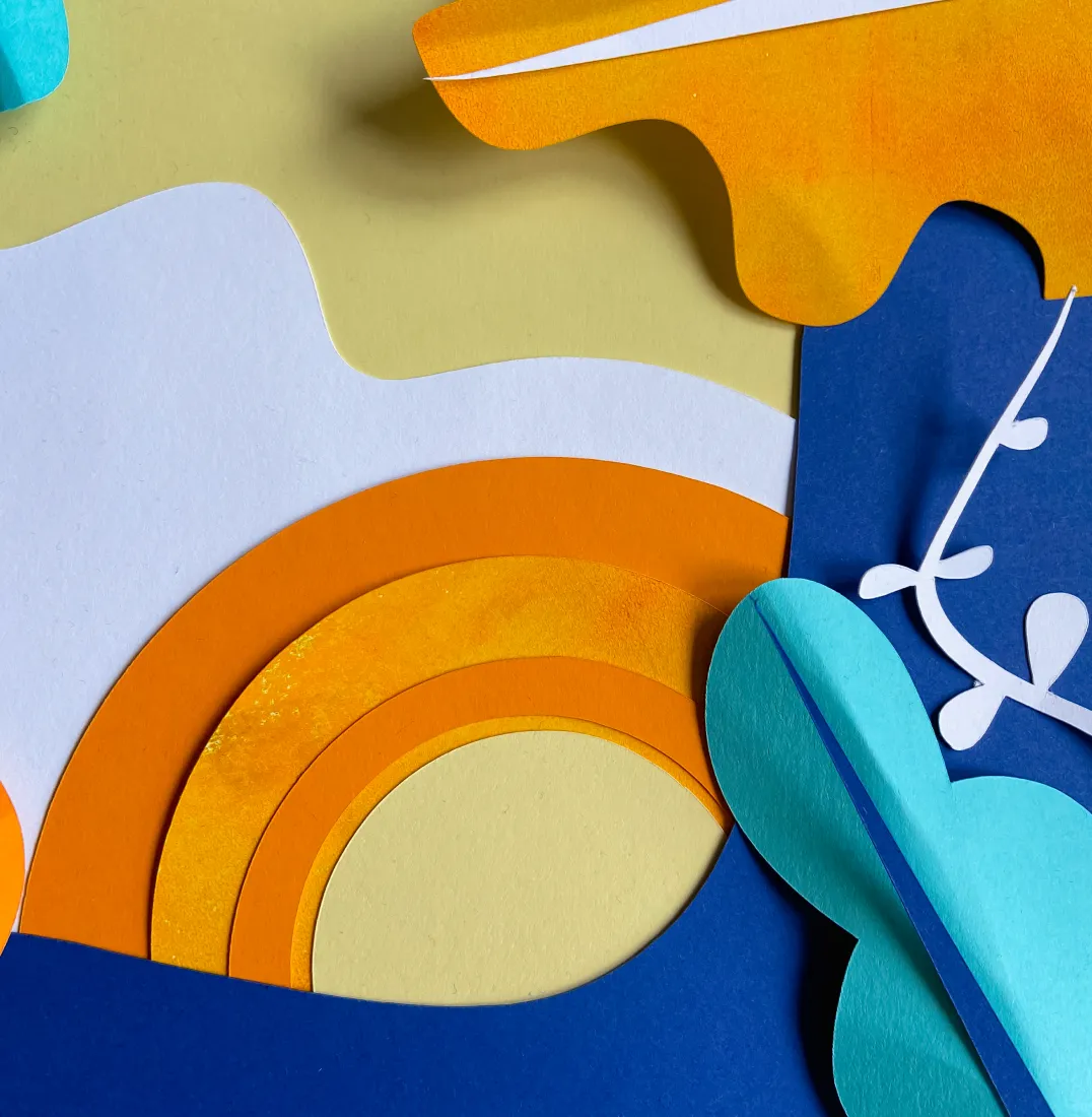 Abstract, cropped paper landscape.