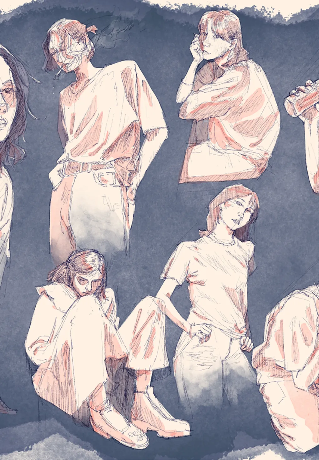 Gestural sketches of a person.